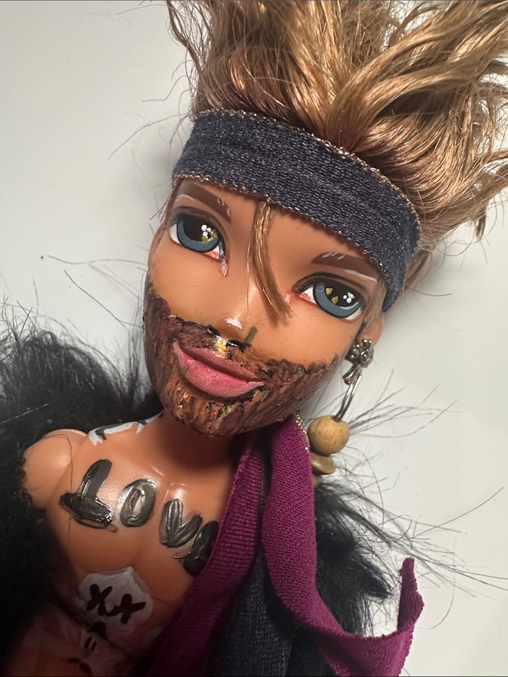 Men's Black Faux Fur Scarf Accessory - JOHNNY THE REAL PIRATE - Picture 4 of 4